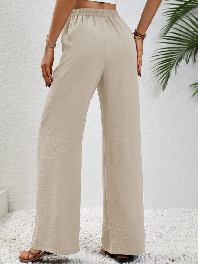 Minimalist Wide Leg Pants with Drawstring Waist