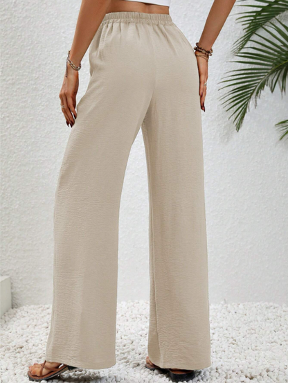 Minimalist Wide Leg Pants with Drawstring Waist