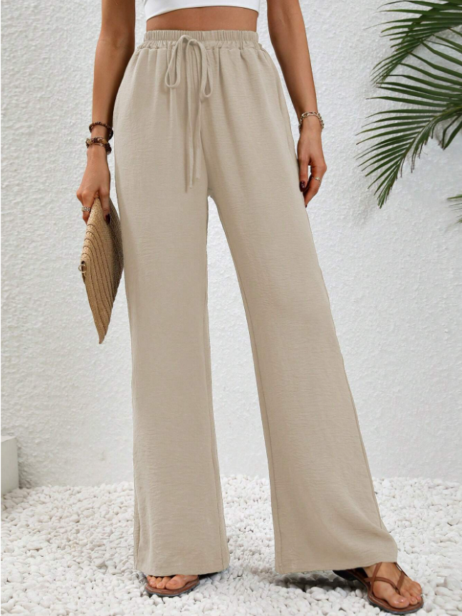 Minimalist Wide Leg Pants with Drawstring Waist